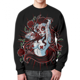 full_print_sweatshirt с принтом Sugar skull girl в Архангельске,  |  | 