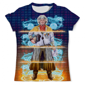 full_print_tee с принтом Back To The Future в Архангельске, Футболка с нанесением полноцветного изображения по всей поверхности может быть выполнена в двух вариантах - ХЛОПОК и СИНТЕТИКА. | Хлопок - ткань из 100% хлопка высшего качества пенье.  <br>Синтетика - ткань с высоким содержанием синтетического волокна (до 80%).  Материал хорошо тянется, имеет приятную на ощупь фактуру | Тематика изображения на принте: 