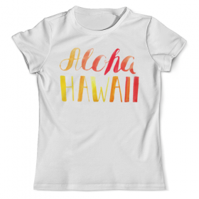 full_print_tee с принтом Aloha Hawaii в Архангельске, Футболка с нанесением полноцветного изображения по всей поверхности может быть выполнена в двух вариантах - ХЛОПОК и СИНТЕТИКА. | Хлопок - ткань из 100% хлопка высшего качества пенье.  <br>Синтетика - ткань с высоким содержанием синтетического волокна (до 80%).  Материал хорошо тянется, имеет приятную на ощупь фактуру | Тематика изображения на принте: 