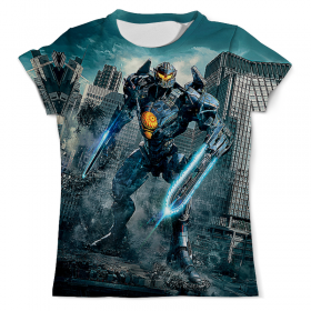 full_print_tee с принтом Pacific Rim в Архангельске, Футболка с нанесением полноцветного изображения по всей поверхности может быть выполнена в двух вариантах - ХЛОПОК и СИНТЕТИКА. | Хлопок - ткань из 100% хлопка высшего качества пенье.  <br>Синтетика - ткань с высоким содержанием синтетического волокна (до 80%).  Материал хорошо тянется, имеет приятную на ощупь фактуру | 