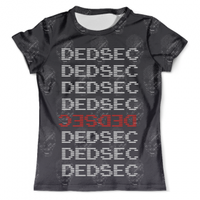 full_print_tee с принтом DEDSEC (Watch Dogs 2) в Архангельске, Футболка с нанесением полноцветного изображения по всей поверхности может быть выполнена в двух вариантах - ХЛОПОК и СИНТЕТИКА. | Хлопок - ткань из 100% хлопка высшего качества пенье.  <br>Синтетика - ткань с высоким содержанием синтетического волокна (до 80%).  Материал хорошо тянется, имеет приятную на ощупь фактуру | 