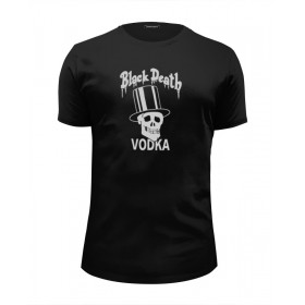 Мужская футболка Premium с принтом Black Death Vodka в Архангельске, Белый, черный, серый меланж, голубой: 100% хлопок, плотность 160 гр. Остальные цвета: 92% хлопок, 8% лайкра, плотность 170-180гр. |  | Тематика изображения на принте: 