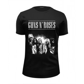 Мужская футболка Premium с принтом Guns n roses в Архангельске, Белый, черный, серый меланж, голубой: 100% хлопок, плотность 160 гр. Остальные цвета: 92% хлопок, 8% лайкра, плотность 170-180гр. |  | Тематика изображения на принте: 