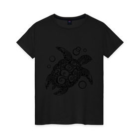 Женская футболка хлопок с принтом Черепашка в Архангельске, 100% хлопок | прямой крой, круглый вырез горловины, длина до линии бедер, слегка спущенное плечо | морская | панцирь | черепаха