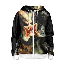 Детская толстовка 3D на молнии с принтом Чужой в Архангельске, 100% полиэстер |  манжеты и пояс оформлены широкой мягкой резинкой, двухслойный капюшон со шнурком для регулировки, спереди карманы и застежка-молния
 | Тематика изображения на принте: predator | инопланетяне | пришелец