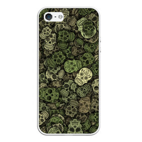 Чехол для iPhone 5/5S матовый с принтом Камуфляж (Мексиканские черепа) в Архангельске, Силикон | Область печати: задняя сторона чехла, без боковых панелей | Тематика изображения на принте: sugar skull | мексика | паттерн | сахарный череп | скелет
