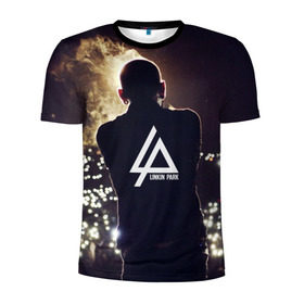 Мужская футболка 3D спортивная с принтом Linkin Park в Архангельске, 100% полиэстер с улучшенными характеристиками | приталенный силуэт, круглая горловина, широкие плечи, сужается к линии бедра | Тематика изображения на принте: alternative | bennington | chester | legend | linkin | metal | music | park | rock | stage | альтернатива | беннингтон | вокал | легенда | линкин | метал | музыка | огни | парк | рок | сцена | честер