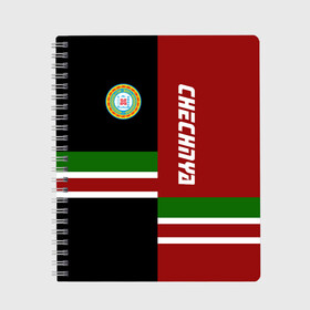 Тетрадь с принтом CHECHNYA (Чечня) в Архангельске, 100% бумага | 48 листов, плотность листов — 60 г/м2, плотность картонной обложки — 250 г/м2. Листы скреплены сбоку удобной пружинной спиралью. Уголки страниц и обложки скругленные. Цвет линий — светло-серый
 | chechnya | грозный | кавказ | кавказец | кадыров | республика | северный | флаг | чех | чечен | чеченец | чеченка | чеченская | чечня