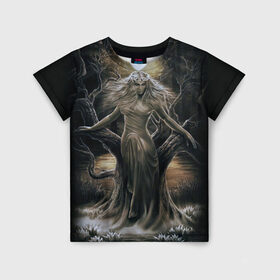 Детская футболка 3D с принтом Морена в Архангельске, 100% гипоаллергенный полиэфир | прямой крой, круглый вырез горловины, длина до линии бедер, чуть спущенное плечо, ткань немного тянется | Тематика изображения на принте: ethnic | folk | runes | slav | богиня | морена | руны | русь | славяне | фолк | фольклор | этника | этно | язычество