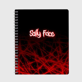 Тетрадь с принтом SALLY FACE в Архангельске, 100% бумага | 48 листов, плотность листов — 60 г/м2, плотность картонной обложки — 250 г/м2. Листы скреплены сбоку удобной пружинной спиралью. Уголки страниц и обложки скругленные. Цвет линий — светло-серый
 | sally face | sally face игра. | sally face ларри | ларри салли фейс | одежда салли фейс | салли фейс | салли фейс арт