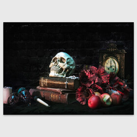 Поздравительная открытка с принтом ГОТИКА в Архангельске, 100% бумага | плотность бумаги 280 г/м2, матовая, на обратной стороне линовка и место для марки
 | abstract | abstraction | bones | fantasy | skull | голова | кости | скилет | череп