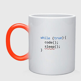 Кружка хамелеон Code - sleep: в Архангельске, керамика | меняет цвет при нагревании, емкость 330 мл | Тематика изображения на принте: c | c++ | code | coder | computer | hacker | java | programm | tag | жизнь | код | кодер | программа | программист | сон | хакер | хочу спать