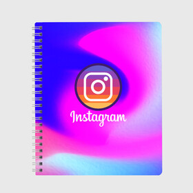 Тетрадь с принтом INSTAGRAM в Архангельске, 100% бумага | 48 листов, плотность листов — 60 г/м2, плотность картонной обложки — 250 г/м2. Листы скреплены сбоку удобной пружинной спиралью. Уголки страниц и обложки скругленные. Цвет линий — светло-серый
 | insta | instagram | instagramm | social | видео | инста | инстаграм | инстаграмм | приложение | социальная сеть | фото
