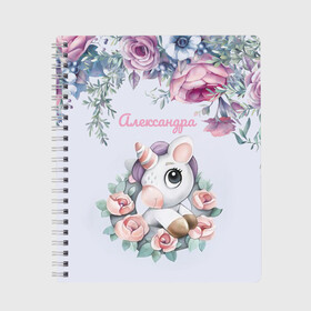 Тетрадь с принтом Александра в Архангельске, 100% бумага | 48 листов, плотность листов — 60 г/м2, плотность картонной обложки — 250 г/м2. Листы скреплены сбоку удобной пружинной спиралью. Уголки страниц и обложки скругленные. Цвет линий — светло-серый
 | александра | детские имена | детские принты | имена | лиса | милые | милые животные | милые звери | саша | сашка | сашуля лисичка