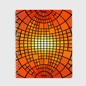 Тетрадь с принтом Сфера в Архангельске, 100% бумага | 48 листов, плотность листов — 60 г/м2, плотность картонной обложки — 250 г/м2. Листы скреплены сбоку удобной пружинной спиралью. Уголки страниц и обложки скругленные. Цвет линий — светло-серый
 | квадраты | красный | оранжевый | текстура | шар