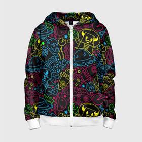 Детская толстовка 3D на молнии с принтом КОСМИЧЕСКИЙ НЕОН в Архангельске, 100% полиэстер |  манжеты и пояс оформлены широкой мягкой резинкой, двухслойный капюшон со шнурком для регулировки, спереди карманы и застежка-молния
 | Тематика изображения на принте: astronomy | cosmos | rocket | space | star | ufo | астрономия | звезды | инопланетяне | корабли | космонавты | космос | неон | нло | пришельцы | ракеты