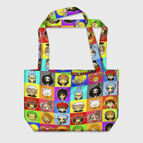 Пляжная сумка 3D с принтом ONE PIECE / ВАН ПИС / УЗОР в Архангельске, 100% полиэстер | застегивается на металлическую кнопку; внутренний карман застегивается на молнию. Стенки укреплены специальным мягким материалом, чтобы защитить содержимое от несильных ударов
 | anime | one piece | pattern | skull | аниме | ван пис | все персонажи. | манга | мультфильм | персонажи | скелет | узор | череп | японская анимация