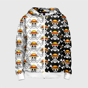 Детская толстовка 3D на молнии с принтом ONE PIECE / ВАН ПИС / УЗОР в Архангельске, 100% полиэстер |  манжеты и пояс оформлены широкой мягкой резинкой, двухслойный капюшон со шнурком для регулировки, спереди карманы и застежка-молния
 | anime | heroes | one piece | pattern | skull | wanted | аниме | ван пис | герои | манга | мультфильм | персонажи. | розыск | скелет | узор | череп | японская анимация