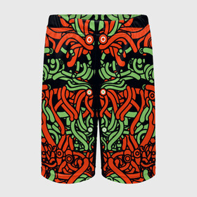 Детские спортивные шорты 3D с принтом Щупальца пришельца в Архангельске,  100% полиэстер
 | пояс оформлен широкой мягкой резинкой, ткань тянется
 | Тематика изображения на принте: абстракция | веревки | круги | линии | пришельцы | щупальце