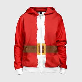 Детская толстовка 3D на молнии с принтом Шуба Санта Клауса в Архангельске, 100% полиэстер |  манжеты и пояс оформлены широкой мягкой резинкой, двухслойный капюшон со шнурком для регулировки, спереди карманы и застежка-молния
 | Тематика изображения на принте: christmas | fur coat | holiday | leather belt | new year | red | santa claus | white fur | белый мех | кожаный ремень | красная | новый год | праздник | рождество | санта клаус | шуба