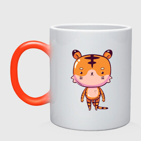 Кружка хамелеон с принтом 2022 Удивленный тигр в Архангельске, керамика | меняет цвет при нагревании, емкость 330 мл | Тематика изображения на принте: 2022 | год тигра | новый год | новый год 2022 | символ года | тигр | тигренок | тигрица | тигры